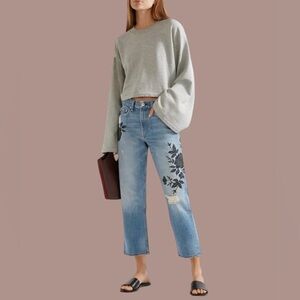 🖤 RAG & BONE!! EMBROIDERED DENIM!! GORGEOUS STITCHING! SLIGHT CROP!